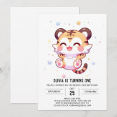 Boho Fun Tiger 1. Geburtstag Einladung (Vorne/Hinten)