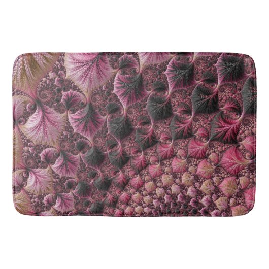 Boho Funky Eclectic Pink Black Abstrakt Fraktal Badematte (Vorderseite)