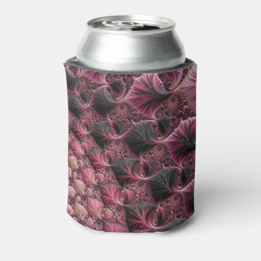 Boho Funky Eclectic Pink Black Abstrakt Fraktal Dosenkühler (Kanne Rückseite)