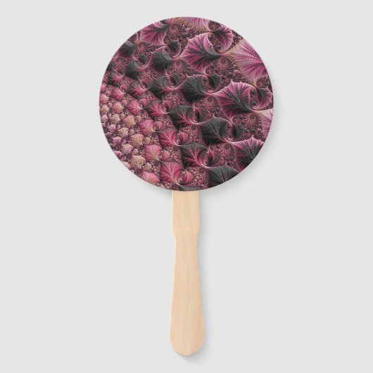 Boho Funky Eclectic Pink Black Abstrakt Fraktal Fächer (Vorderseite)