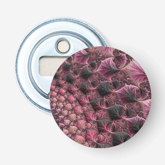 Boho Funky Eclectic Pink Black Abstrakt Fraktal Flaschenöffner (Vorderseite)