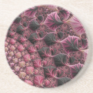 Boho Funky Eclectic Pink Black Abstrakt Fraktal Getränkeuntersetzer