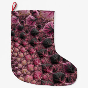 Boho Funky Eclectic Pink Black Abstrakt Fraktal Großer Weihnachtsstrumpf