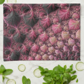 Boho Funky Eclectic Pink Black Abstrakt Fraktal Handtuch (Gefaltet)