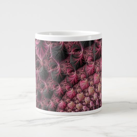 Boho Funky Eclectic Pink Black Abstrakt Fraktal Jumbo-Tasse (Vorderseite)