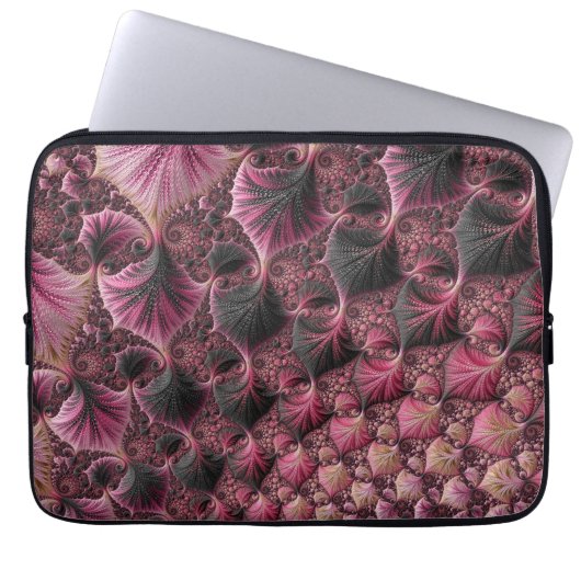 Boho Funky Eclectic Pink Black Abstrakt Fraktal Laptopschutzhülle (Vorderseite)