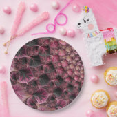 Boho Funky Eclectic Pink Black Abstrakt Fraktal Pappteller (Party)