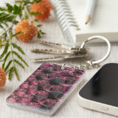 Boho Funky Eclectic Pink Black Abstrakt Fraktal Schlüsselanhänger (Vorderseite rechts)
