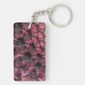 Boho Funky Eclectic Pink Black Abstrakt Fraktal Schlüsselanhänger (Rückseite)