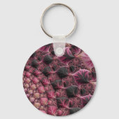 Boho Funky Eclectic Pink Black Abstrakt Fraktal Schlüsselanhänger (Vorderseite)