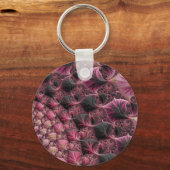 Boho Funky Eclectic Pink Black Abstrakt Fraktal Schlüsselanhänger (Rückseite)