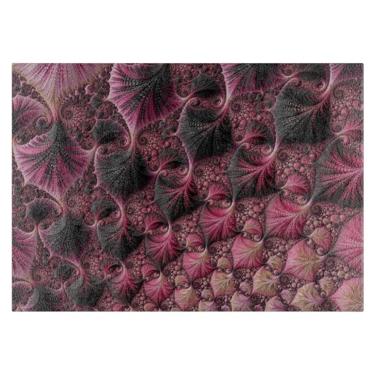 Boho Funky Eclectic Pink Black Abstrakt Fraktal Schneidebrett (Vorderseite)