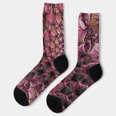 Boho Funky Eclectic Pink Black Abstrakt Fraktal Socken (Linkes Detail)