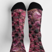 Boho Funky Eclectic Pink Black Abstrakt Fraktal Socken (Oben)