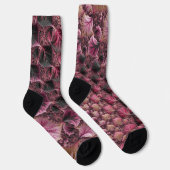 Boho Funky Eclectic Pink Black Abstrakt Fraktal Socken (Rechts)