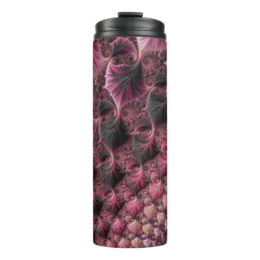 Boho Funky Eclectic Pink Black Abstrakt Fraktal Thermosbecher (Vorderseite)