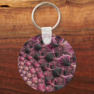Boho Funky Eklektische Rosa Schwarze Abstrakte Fra Schlüsselanhänger