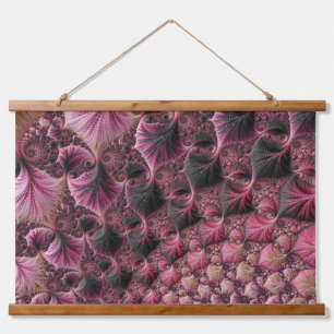 Boho Funky Eklektische Rosa Schwarze Abstrakte Fra Wandteppich Mit Holzrahmen