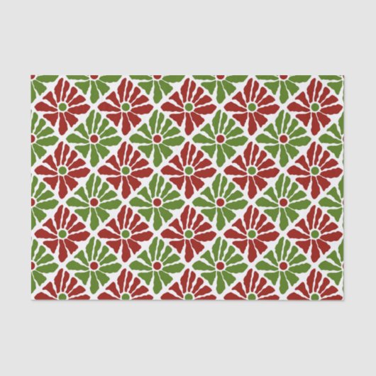 Boho Funky Poinsettia Blumenweihnachtsgrün Seidenpapier (Vorderseite)