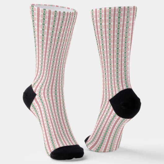 Boho Funky Retro Eclectic Pastel Christmas Streife Socken (Gewinkelt)