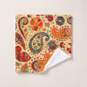 Boho Funky Trendy Retro Abstraktes Muster Badhandtuch Set (Waschlappen)