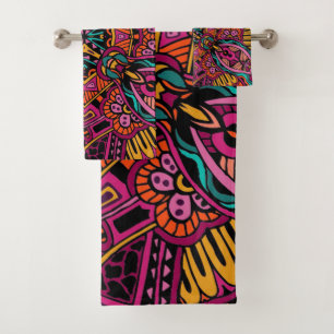 Boho Funky Trendy Retro abstraktes Muster Badhandtuch Set
