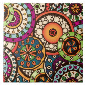 Boho Funky Trendy Retro abstraktes Muster Fliese (Vorderseite)