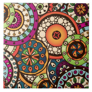 Boho Funky Trendy Retro abstraktes Muster Fliese