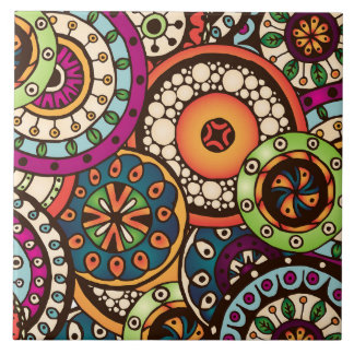 Boho Funky Trendy Retro abstraktes Muster Fliese