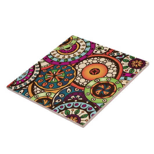 Boho Funky Trendy Retro abstraktes Muster Fliese (Seite)