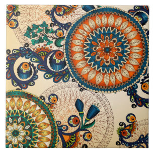 Boho Funky Trendy Retro Abstraktes Muster Fliese
