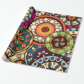 Boho Funky Trendy Retro abstraktes Muster Geschenkpapier (Ungerollt)