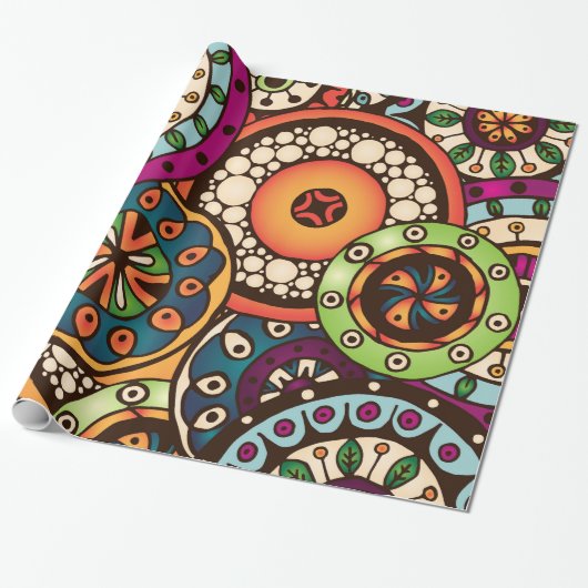 Boho Funky Trendy Retro abstraktes Muster Geschenkpapier (Ungerollt)