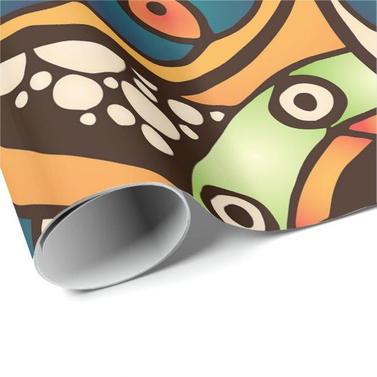 Boho Funky Trendy Retro abstraktes Muster Geschenkpapier (Rolleneckpunkt)