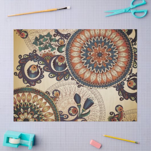 Boho Funky Trendy Retro abstraktes Muster Seidenpapier (Basteln)