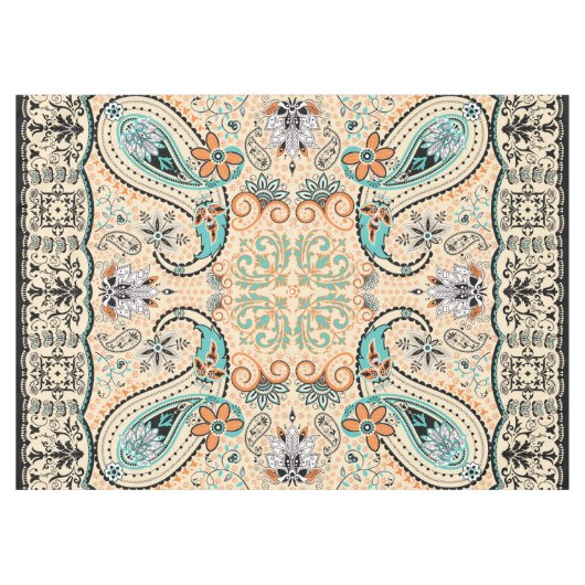 Boho Funky Trendy Retro abstraktes Muster Tischdecke (Vorderseite (Horizontal))