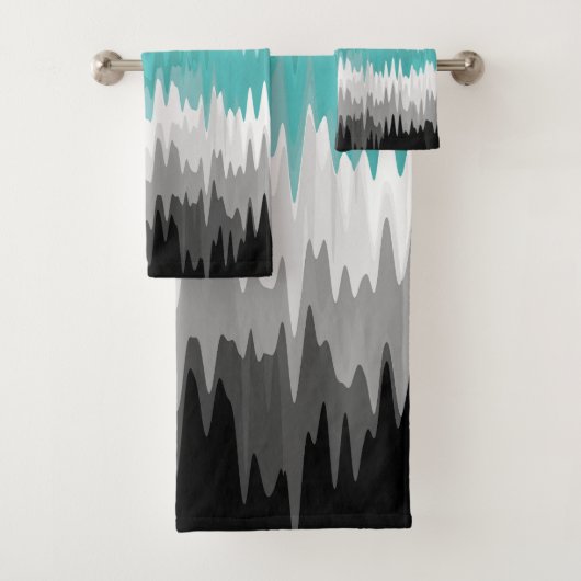 Boho Funky Wavy Abstrakt Libramasculine Prilag Badhandtuch Set (Insitu)