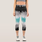 Boho Funky Wavy Abstrakt Libramasculine Prilag Capri Leggings (Vorderseite)