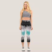 Boho Funky Wavy Abstrakt Libramasculine Prilag Capri Leggings (Vorderseite)