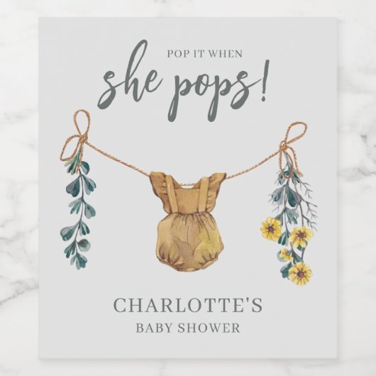 Boho Funny Baby Shower Favoriten Weinetikett (Einzelnes Label)
