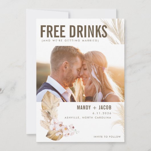 Boho Funny Foto Wedding Save the Date (Vorderseite)