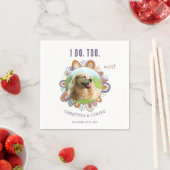 Boho Funny Pet Dog Cat Photo Personalised Wedding Serviette (Beispiel)