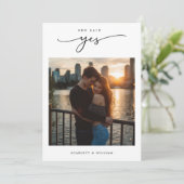 Boho Future Mrs. Foto Sie sagte ja Brautparty Einladung (Stehend Vorderseite)