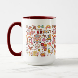 Boho-Gänseblümchen-Blumen Retro-Groovy-Blumendesig Tasse