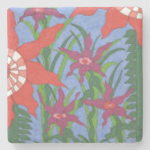 Boho Garden Blues Art Steinuntersetzer (Vorderseite)