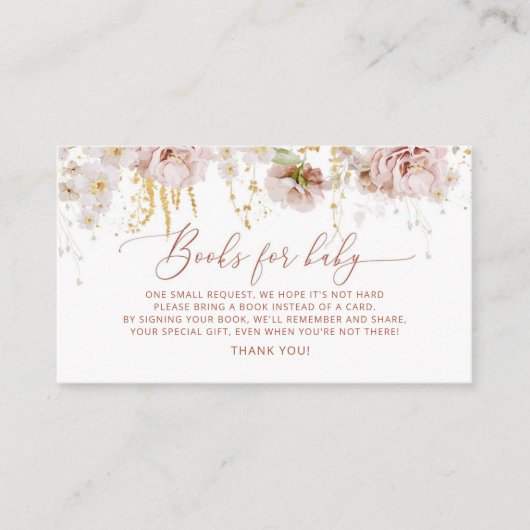 Boho garden Blume Bücher für Babytickets Begleitkarte (Vorderseite)