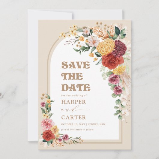 Boho Garden Blume Pampas Grass Save the Date (Vorderseite)