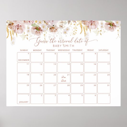 Boho Garden Blumenrät den Fälligkeitskalender Poster (Vorne)