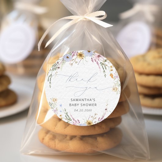 Boho Garden Floral Baby Dusche Vielen Dank Runder Aufkleber