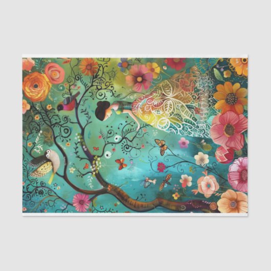 BOHO GARDEN MÄDCHEN DECOUPAGE SEIDENPAPIER (Vorderseite)